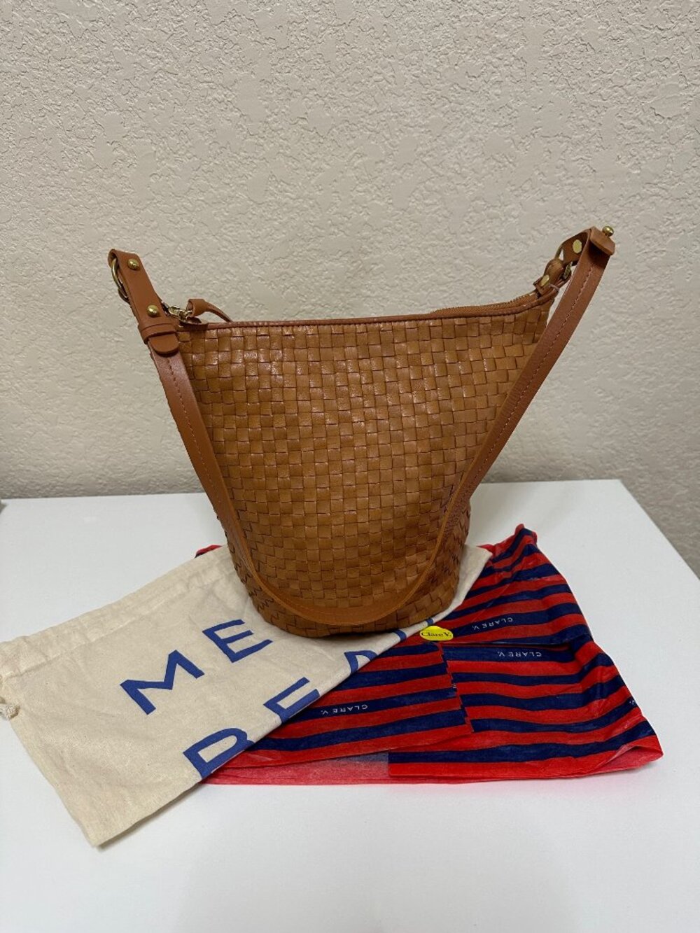 NEW WITH TAGS Clare V Petite Jeanne Woven Checker Shoulder Bag